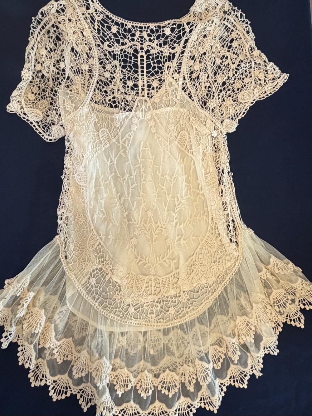 Sundance Cream Lace Crochet Mini Dress